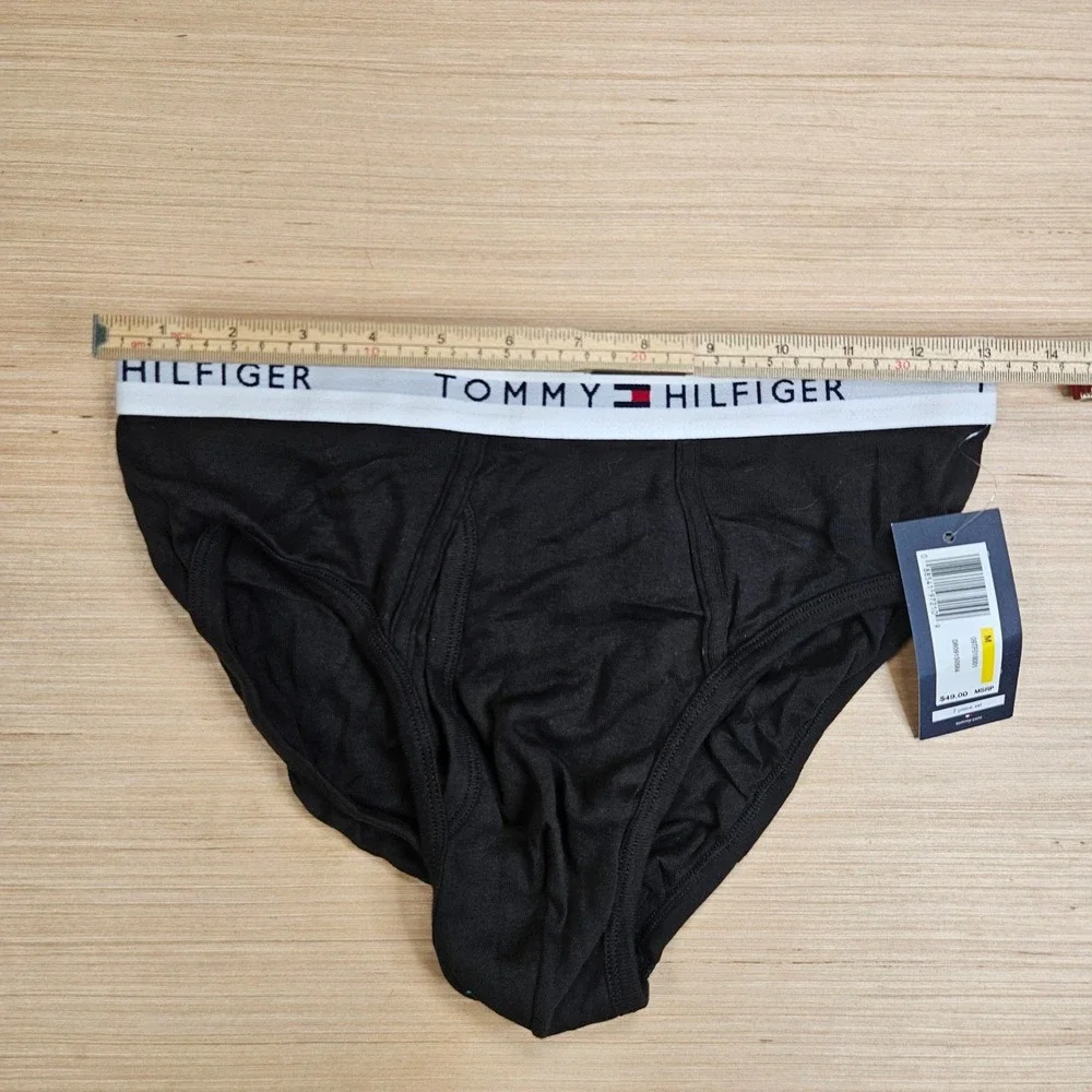 Tommy Hilfiger Briefs Mens M Black Logo Waistband Cotton Underwear NEW
